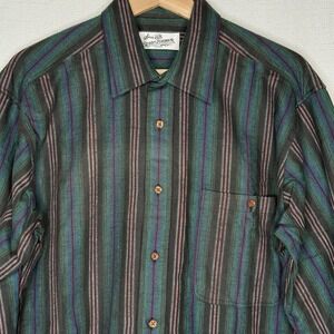 RARE VTG Sears Roebuck and Co. Flannel‎ Shirt Striped Mens Med Americana Rugged